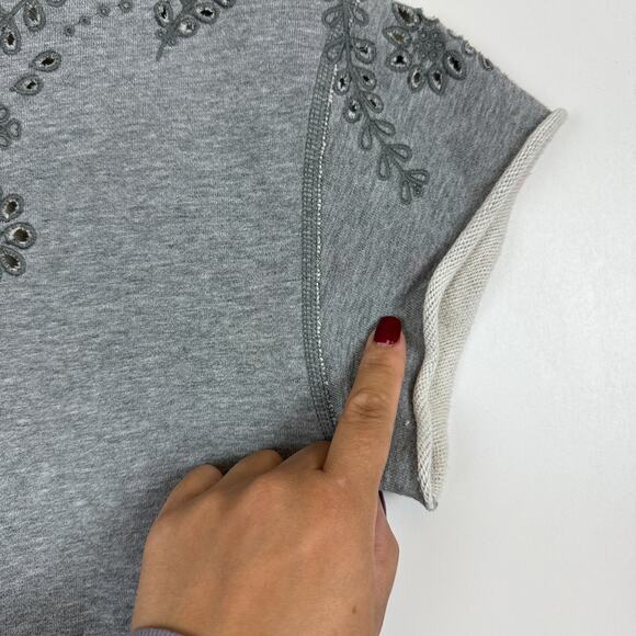 Rag & Bone /Jean Embroidered Mini Shift Dress Sweatshirt Gray - S - Picture 3 of 10